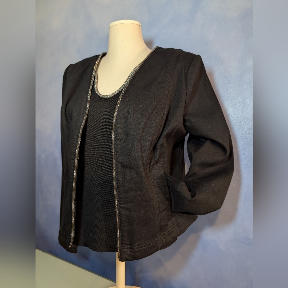 BRAND NEW WITH TAGS White House Black Market Black Blazer with Silver Piping
